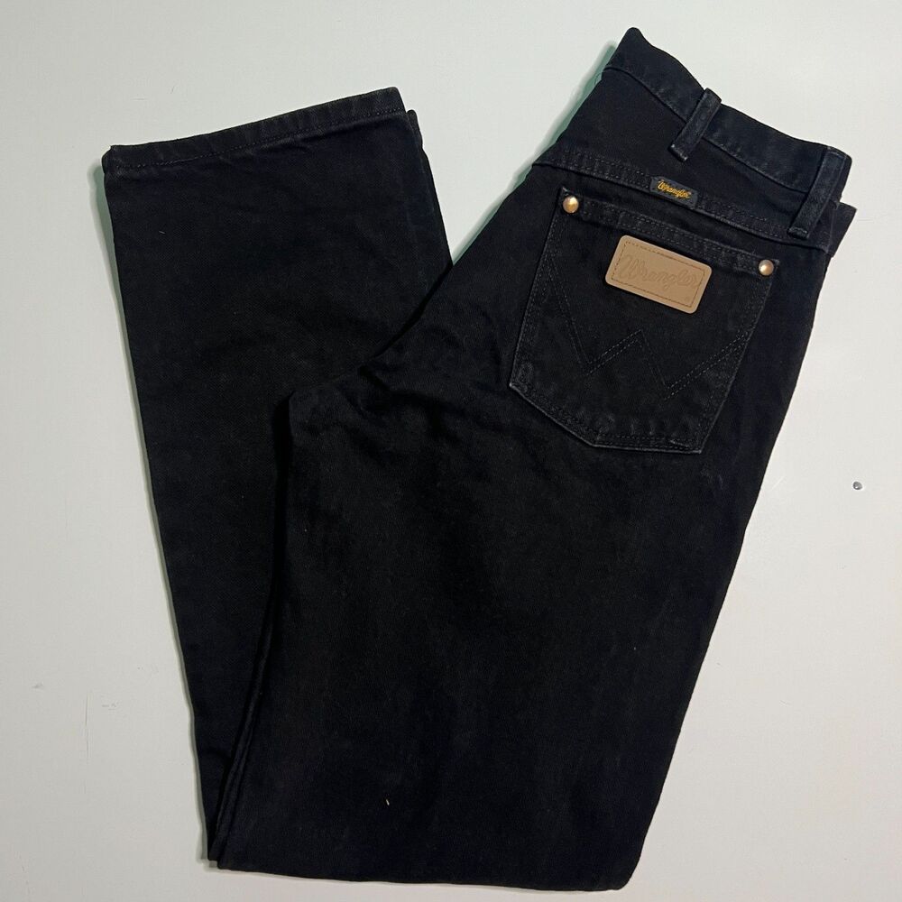 Wrangler 13MWZWK Jeans Mens 30x30 Black Denim Original Fit Western Cowboy Cut
